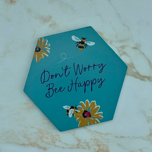 Bee Happy wooden coaster 