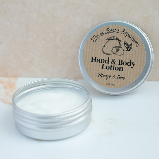 25g tin of hand and body lotion