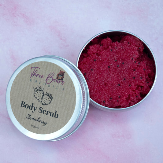 Strawberry Body Scrub in 30g tin